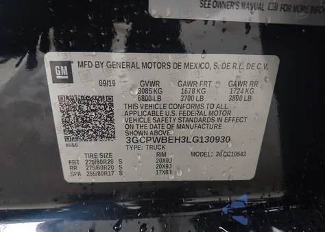 2020 Chevrolet Silverado 1500 2Wd Short Bed Custom из США, поврежденный, VIN 3GCPWBEH3LG130930